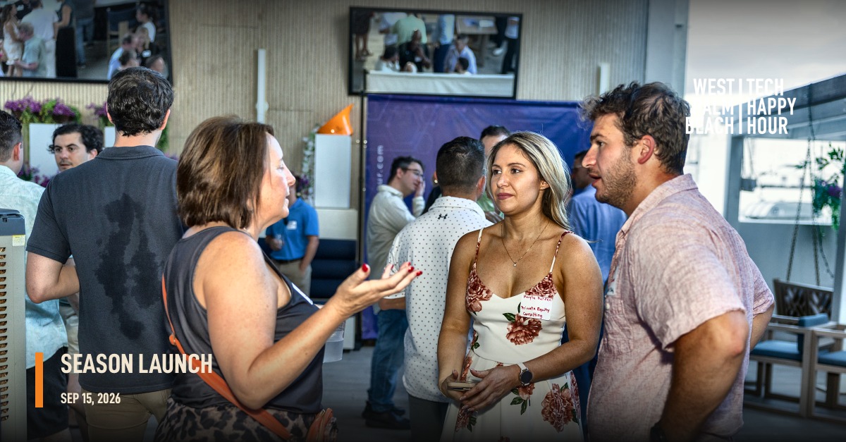 Three attendees in conversation