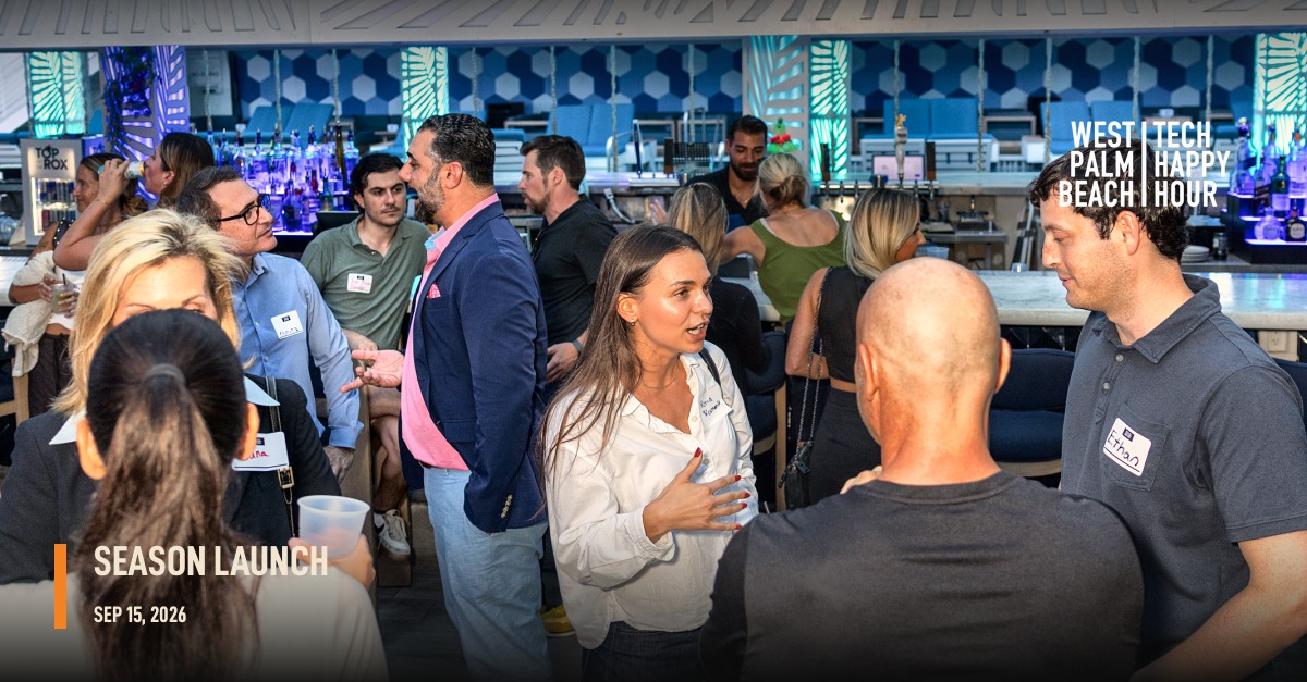 Guests mingling under the rooftop canopy